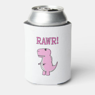 Cute en Angry roze Cartoon T-Rex Dinosaur Blikjeskoeler