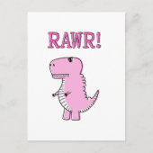 Cute en Angry roze Cartoon T-Rex Dinosaur Briefkaart (Voorkant)