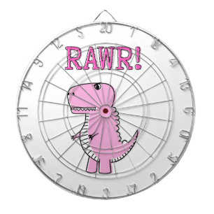 Cute en Angry roze Cartoon T-Rex Dinosaur Dartbord