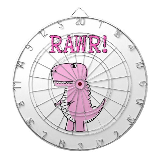 Cute en Angry roze Cartoon T-Rex Dinosaur Dartbord (Voorkant)