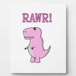 Cute en Angry roze Cartoon T-Rex Dinosaur Fotoplaat