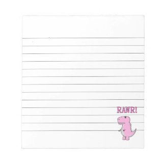 Cute en Angry roze Cartoon T-Rex Dinosaur, gelinkt Notitieblok