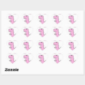 Cute en Angry roze Cartoon T-Rex Dinosaur Hart Sticker (Vel)