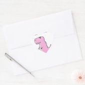 Cute en Angry roze Cartoon T-Rex Dinosaur Hart Sticker (Envelop)