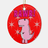 Cute en Angry roze Cartoon T-Rex Dinosaur Keramisch Ornament (Links)