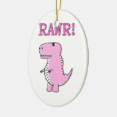 Cute en Angry roze Cartoon T-Rex Dinosaur Keramisch Ornament (Links)
