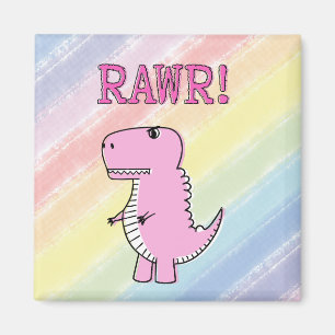 Cute en Angry roze Cartoon T-Rex Dinosaur Magneet