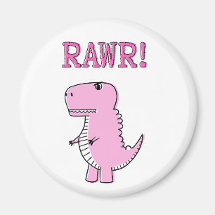 Cute en Angry roze Cartoon T-Rex Dinosaur Magneet