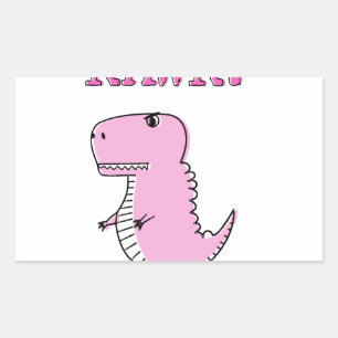 Cute en Angry roze Cartoon T-Rex Dinosaur Rechthoekige Sticker