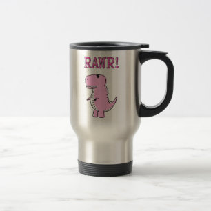 Cute en Angry roze Cartoon T-Rex Dinosaur Reisbeker