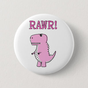 Cute en Angry roze Cartoon T-Rex Dinosaur Ronde Button 5,7 Cm