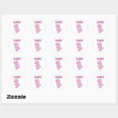 Cute en Angry roze Cartoon T-Rex Dinosaur Ronde Sticker (Vel)