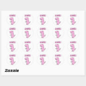 Cute en Angry roze Cartoon T-Rex Dinosaur Ronde Sticker (Vel)