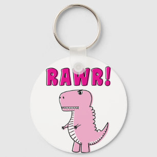 Cute en Angry roze Cartoon T-Rex Dinosaur Sleutelhanger