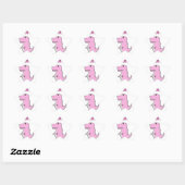 Cute en Angry roze Cartoon T-Rex Dinosaur Ster Sticker (Vel)