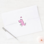 Cute en Angry roze Cartoon T-Rex Dinosaur Ster Sticker (Envelop)