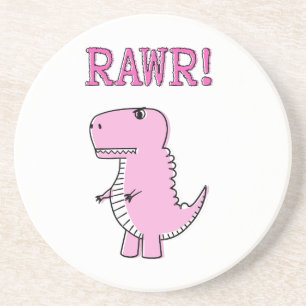 Cute en Angry roze Cartoon T-Rex Dinosaur Zandsteen Onderzetter