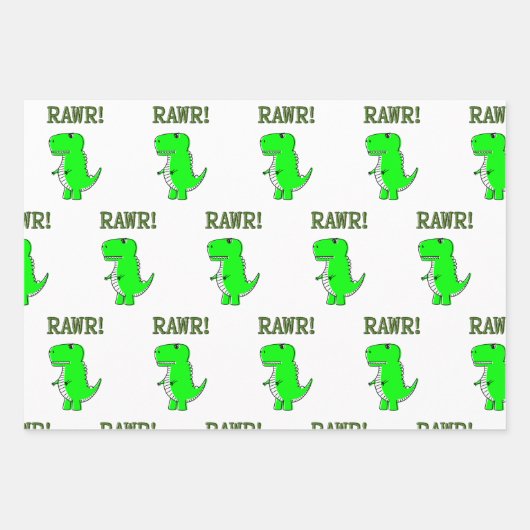 Cute en Angry T-Rex Dino RAWR Inpakpapier Vel (Voorkant 3)
