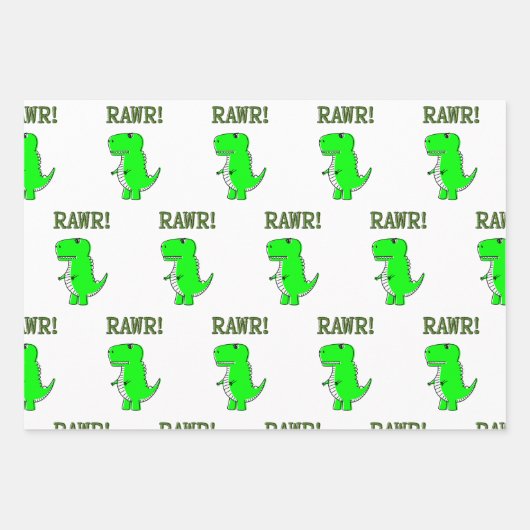 Cute en Angry T-Rex Dino RAWR Inpakpapier Vel (Voorkant)