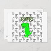 Cute en Angry T-Rex met zwart-wit patroon Briefkaart (Voorkant / Achterkant)