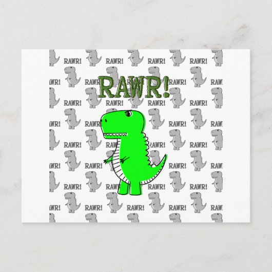 Cute en Angry T-Rex met zwart-wit patroon Briefkaart (Voorkant)
