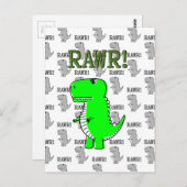 Cute en Angry T-Rex met zwart-wit patroon Briefkaart (Voorkant / Achterkant)