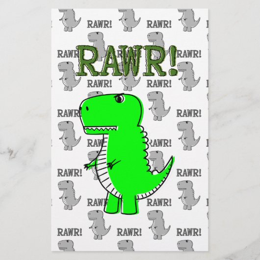 Cute en Angry T-Rex met zwart-wit patroon Briefpapier (Voorkant)