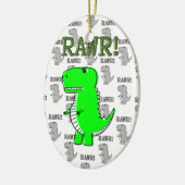 Cute en Angry T-Rex met zwart-wit patroon Keramisch Ornament (Links)