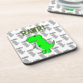 Cute en Angry T-Rex met zwart-wit patroon Onderzetter (Linkerzijde)