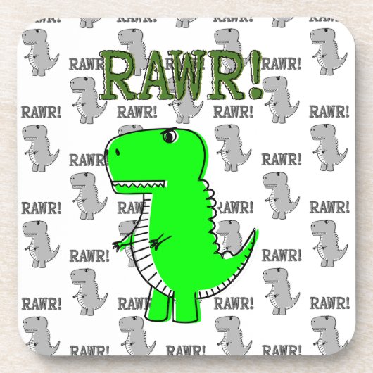 Cute en Angry T-Rex met zwart-wit patroon Onderzetter (Voorkant)