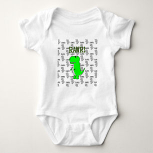 Cute en Angry T-Rex met zwart-wit patroon Romper