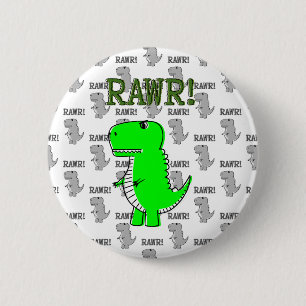 Cute en Angry T-Rex met zwart-wit patroon Ronde Button 5,7 Cm
