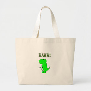 Cute en Angry T-Rex RAWR Grote Tote Bag