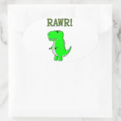 Cute en Angry T-Rex RAWR Ovale Sticker (Tas)
