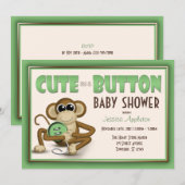 Cute en Baby shower vert Bouton Invitation (Devant / Derrière)