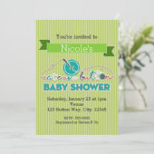 CUTE EN BOUTON Green Baby Shower Invitations (Debout devant)