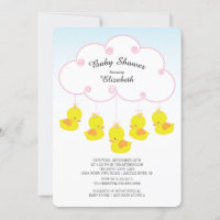 Cute en caoutchouc Canard bébé Douche Invitations