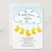 Cute en caoutchouc Canard bébé Douche Invitations (Devant)