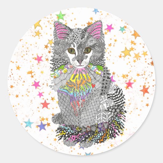 Cute en Colorful Cat Kitten Sticker (Voorkant)