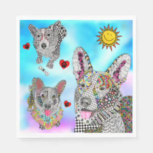 Cute en Colorful Corgi Napkins Servet