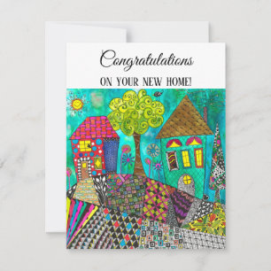Cute en Colorful Home Sweet Home Wenskaart Kaart