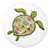 Cute en Colorful Zee Turtle Keramische Knop (Voorkant)