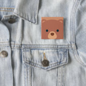 Cute en Cudly Brown Beer | Pin-Button Vierkante Button 5,1 Cm (In situ)