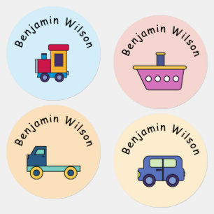 Cute en Eenvoudige Vervoer Aangepaste Naam Kindere Labels