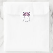 Cute en Funny Axolotl in zak met T-Shirt Ronde Sticker (Tas)