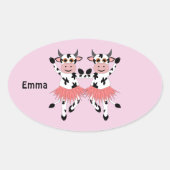 Cute en grappige danskoeien ovale sticker (Voorkant)