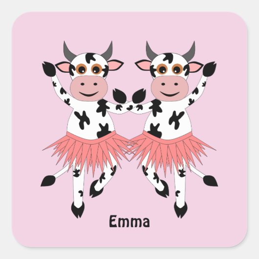 Cute en grappige danskoeien vierkante sticker (Voorkant)