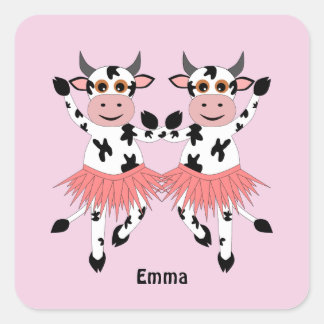 Cute en grappige danskoeien vierkante sticker