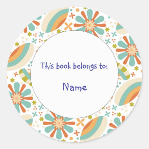 cute en kleurrijke abstracte bloemendesign ronde sticker