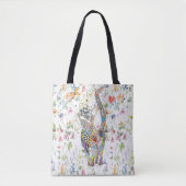 Cute en kleurrijke Cat Floral Canvas tas (Voorkant)